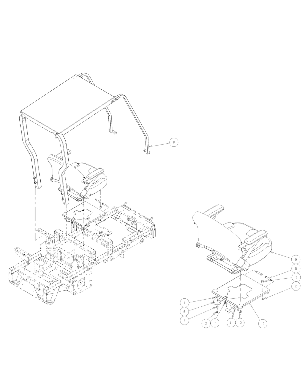 Seat Assembly Diagram and Parts List for M72-CT 53AB5JEZ750-28-HP-3Cylinder-OHV Cub Cadet Lawn Tractor